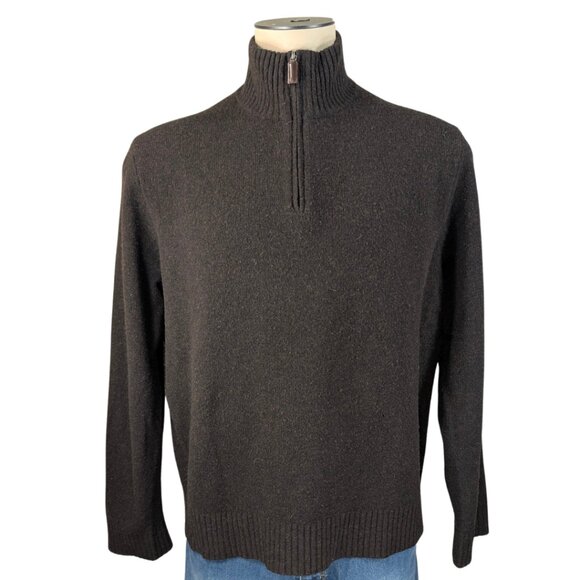 J. Crew Other - J.Crew Men's Large Brown Lambs Wool 1/4 Zip Pullover Sweater